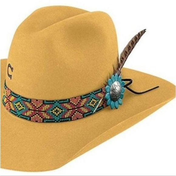 CHARLIE 1 HORSE "Gold Digger" Wool Felt Hat with Beaded Band Silver Concho Large - Picture 14 of 14